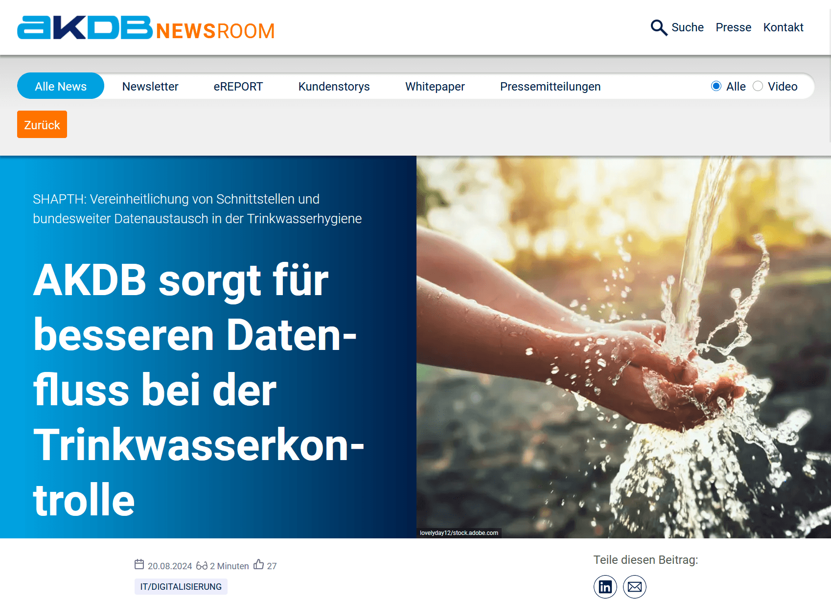 AKDB sorgt für besseren Datenfluss bei der Trinkwasserkontrolle